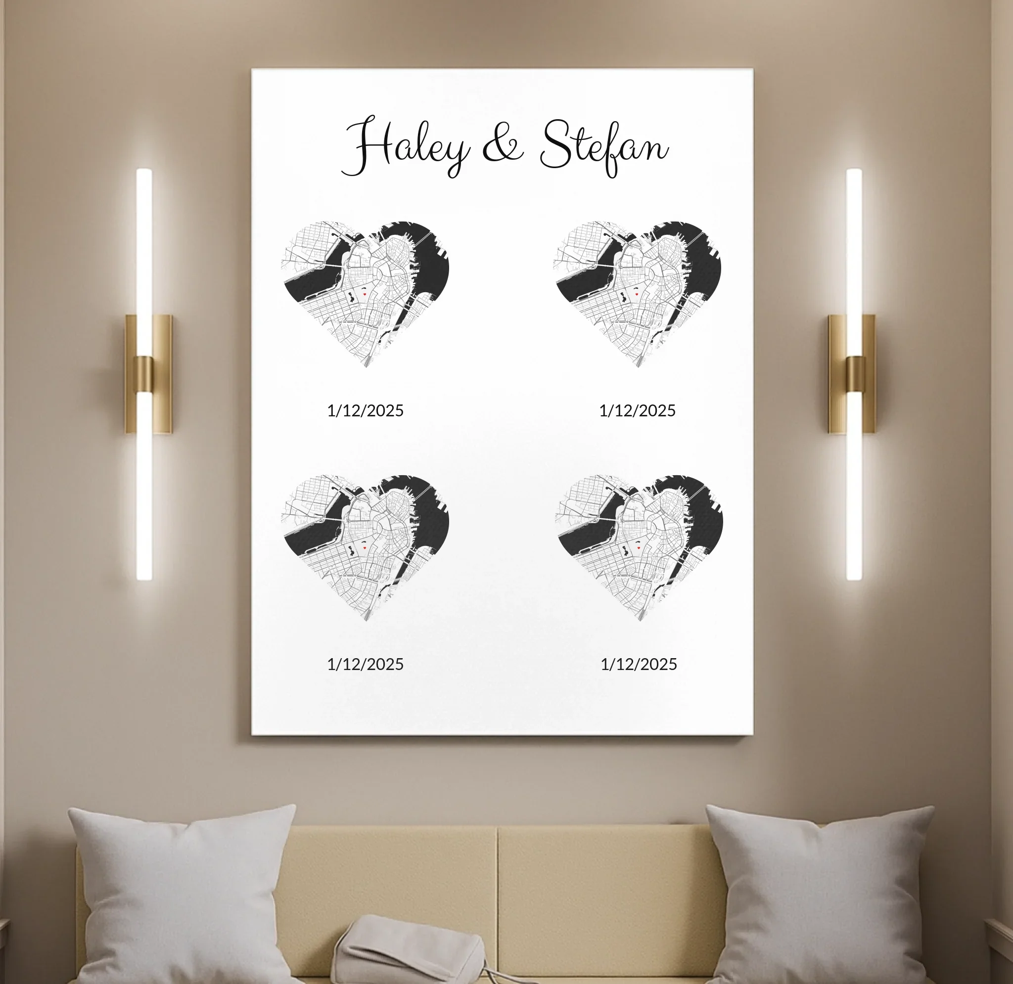 Personalized Coordinates Map Print – Love Trail - Image 7