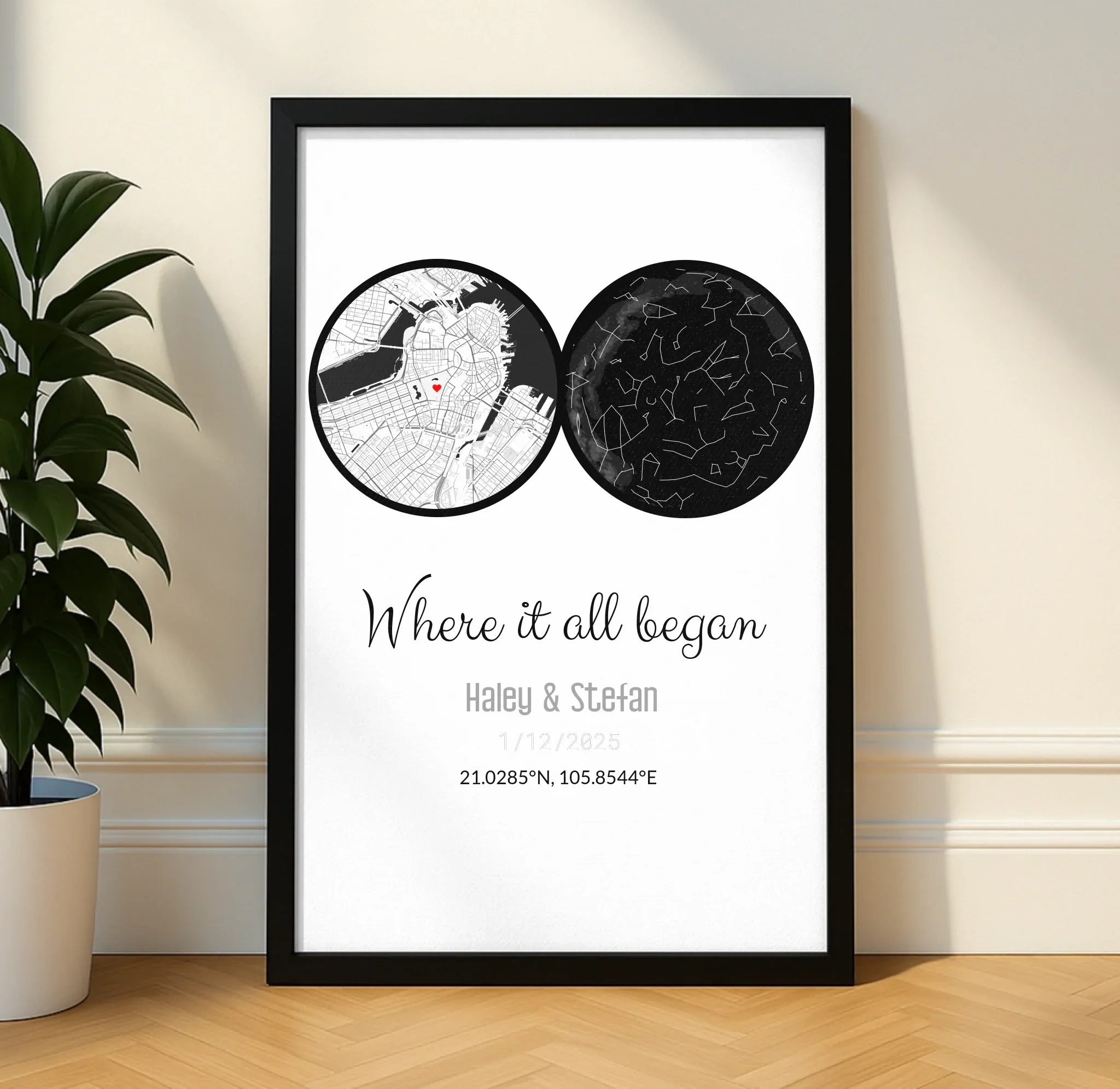 Personalized Land & Star Proposal Spot Map Print - Image 12