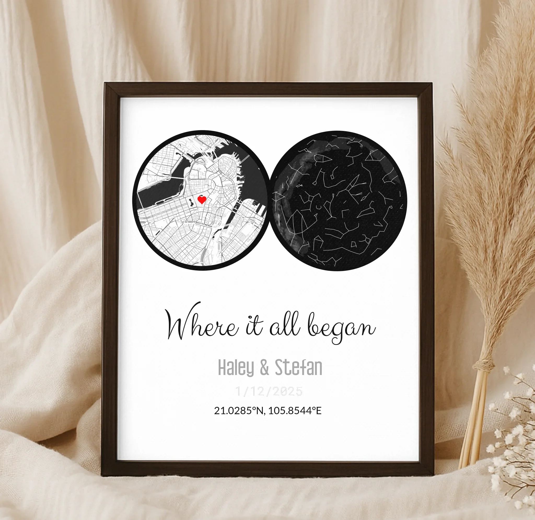 Personalized Land & Star Proposal Spot Map Print - Image 14