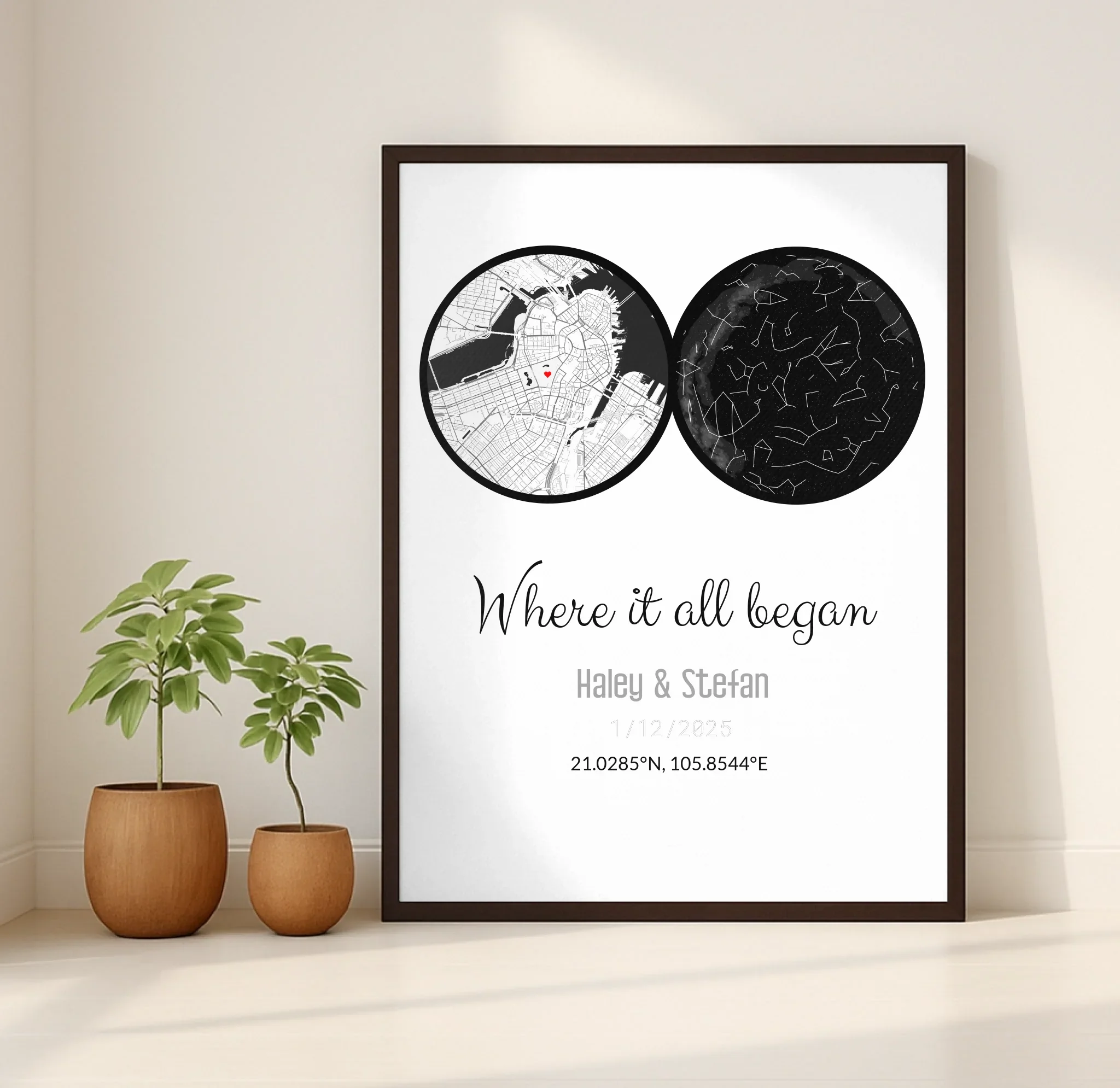 Personalized Land & Star Proposal Spot Map Print - Image 19