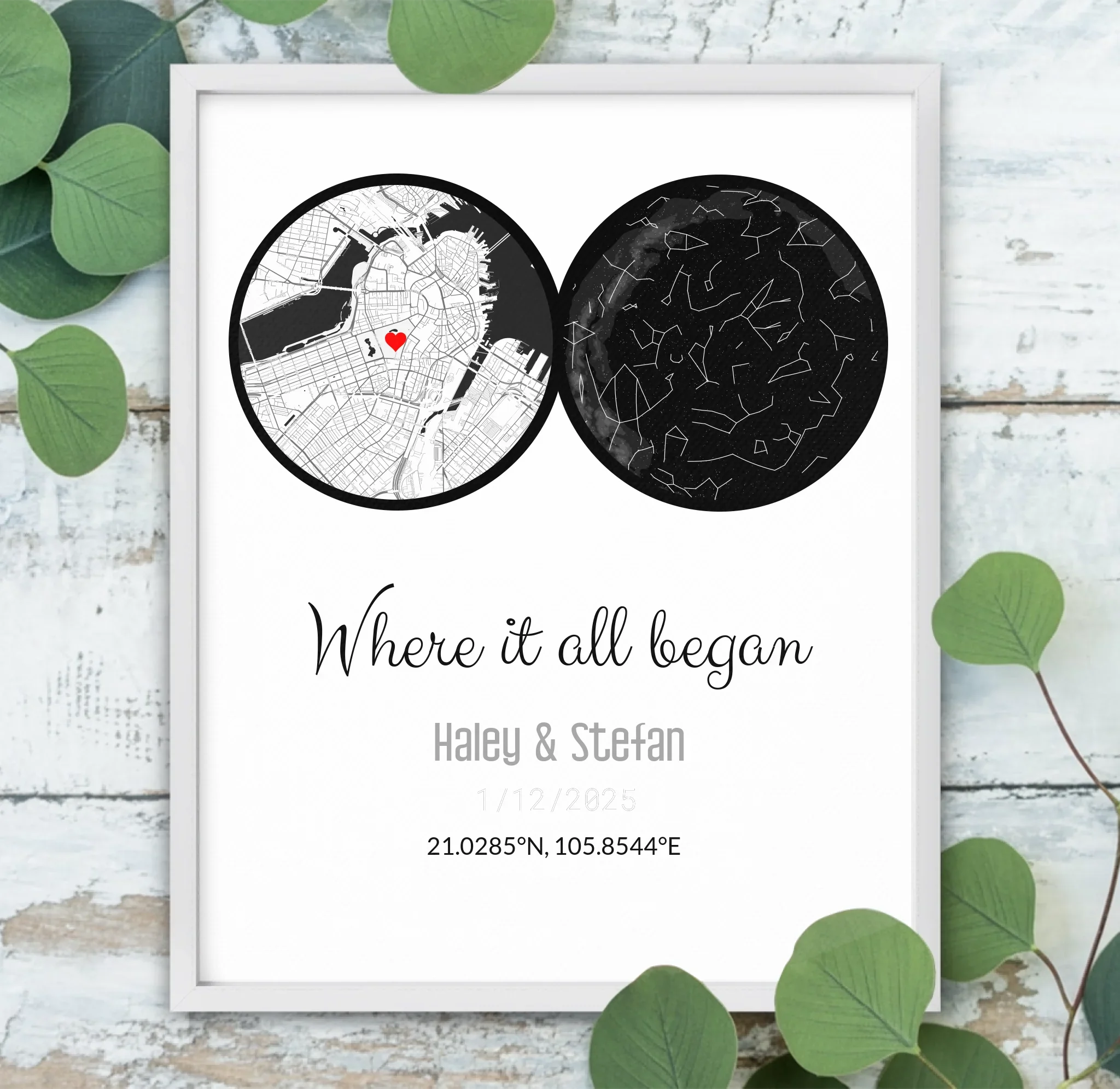 Personalized Land & Star Proposal Spot Map Print - Image 20