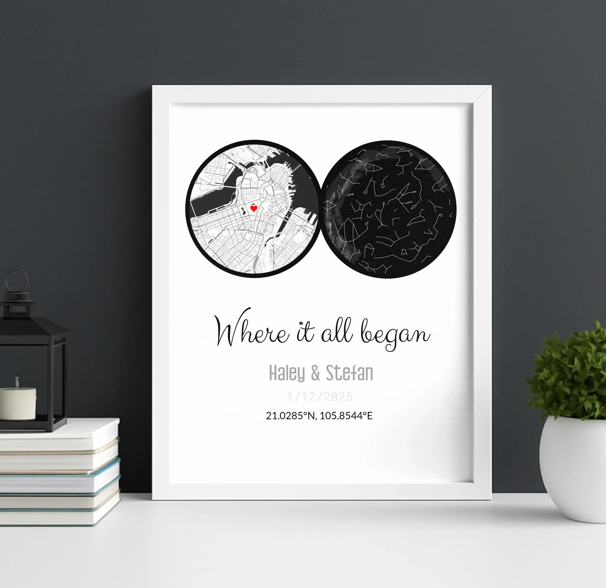 Personalized Land & Star Proposal Spot Map Print - Image 22