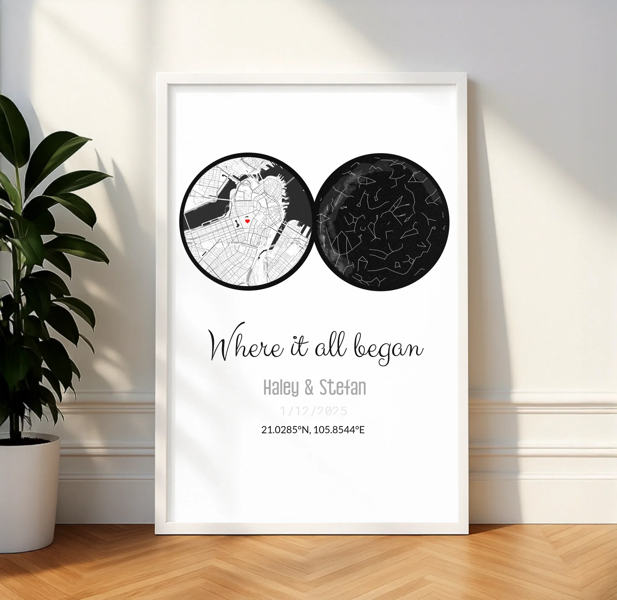 Personalized Land & Star Proposal Spot Map Print - Image 24