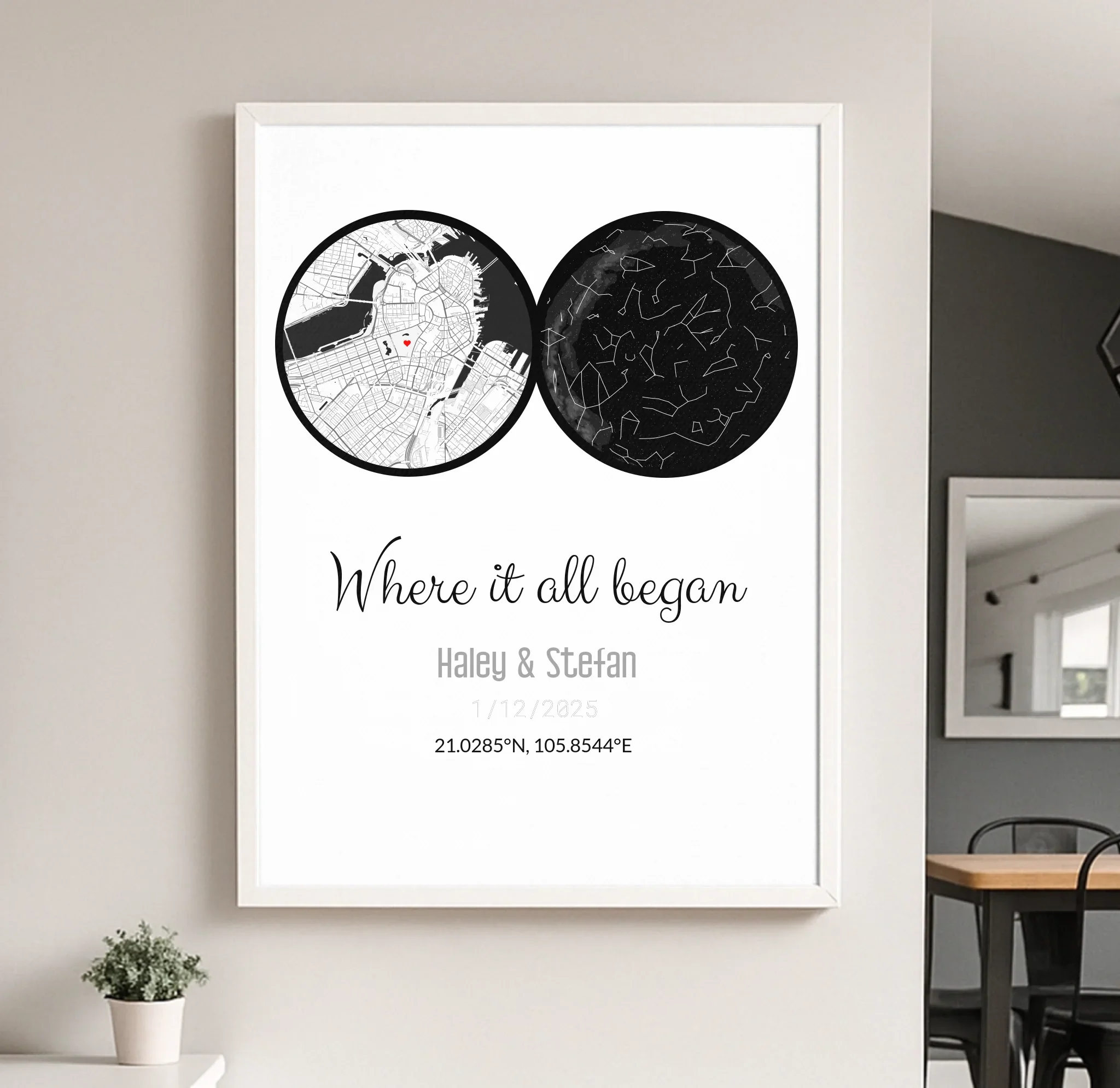 Personalized Land & Star Proposal Spot Map Print - Image 25